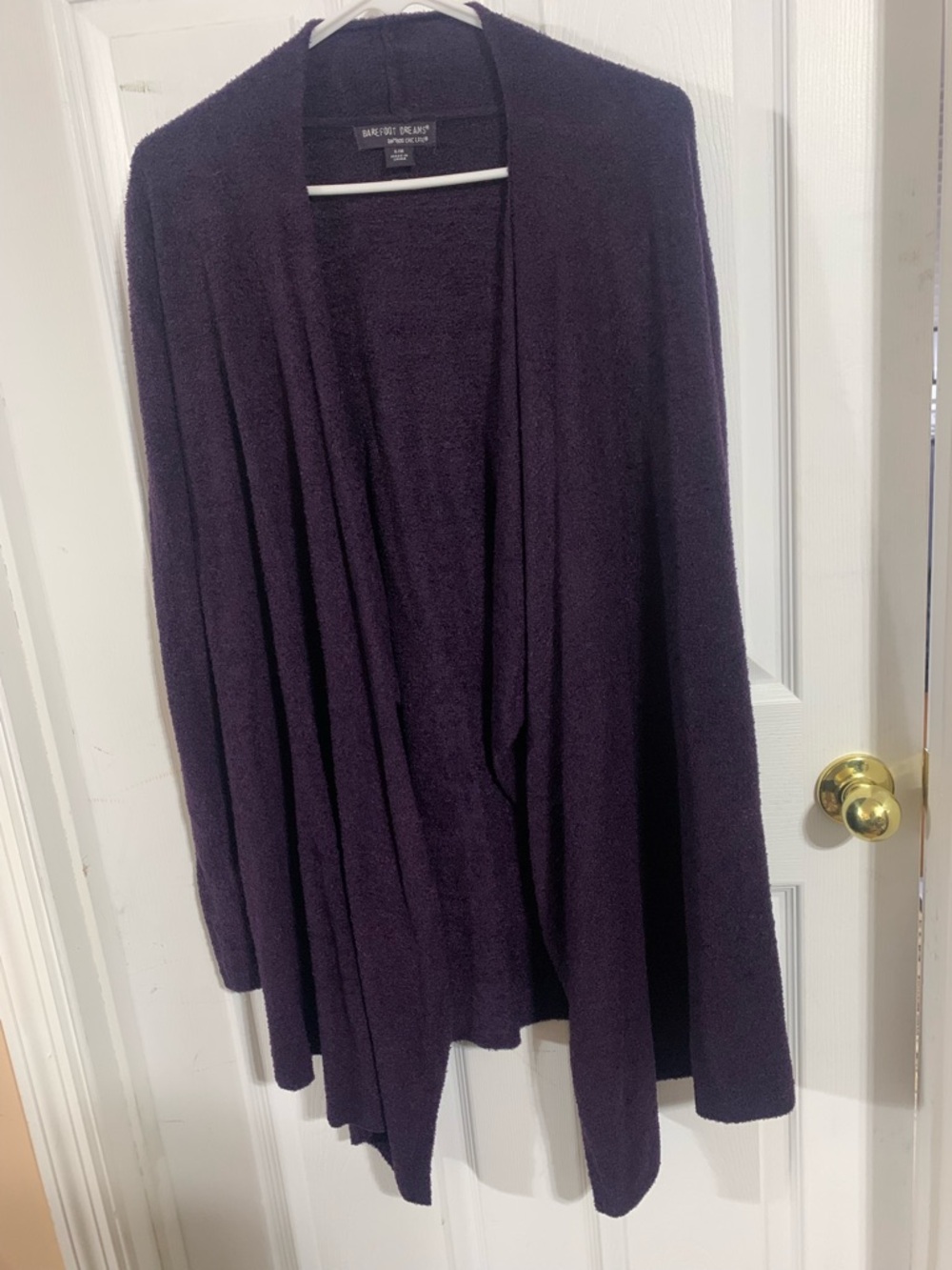 Barefoot Dreams Open-Front Cardigan in Deep Plum